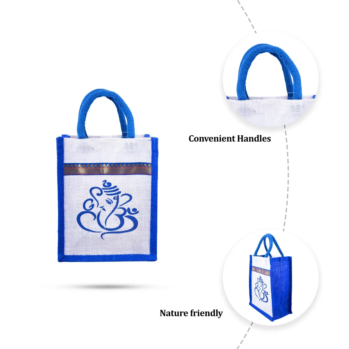 Jute Bag With Velcro - 10 x 7.5 Inches | Jute Shopping Bag/ Jute Tote Bag for Women/ 95 Gms/ Assorted Colour