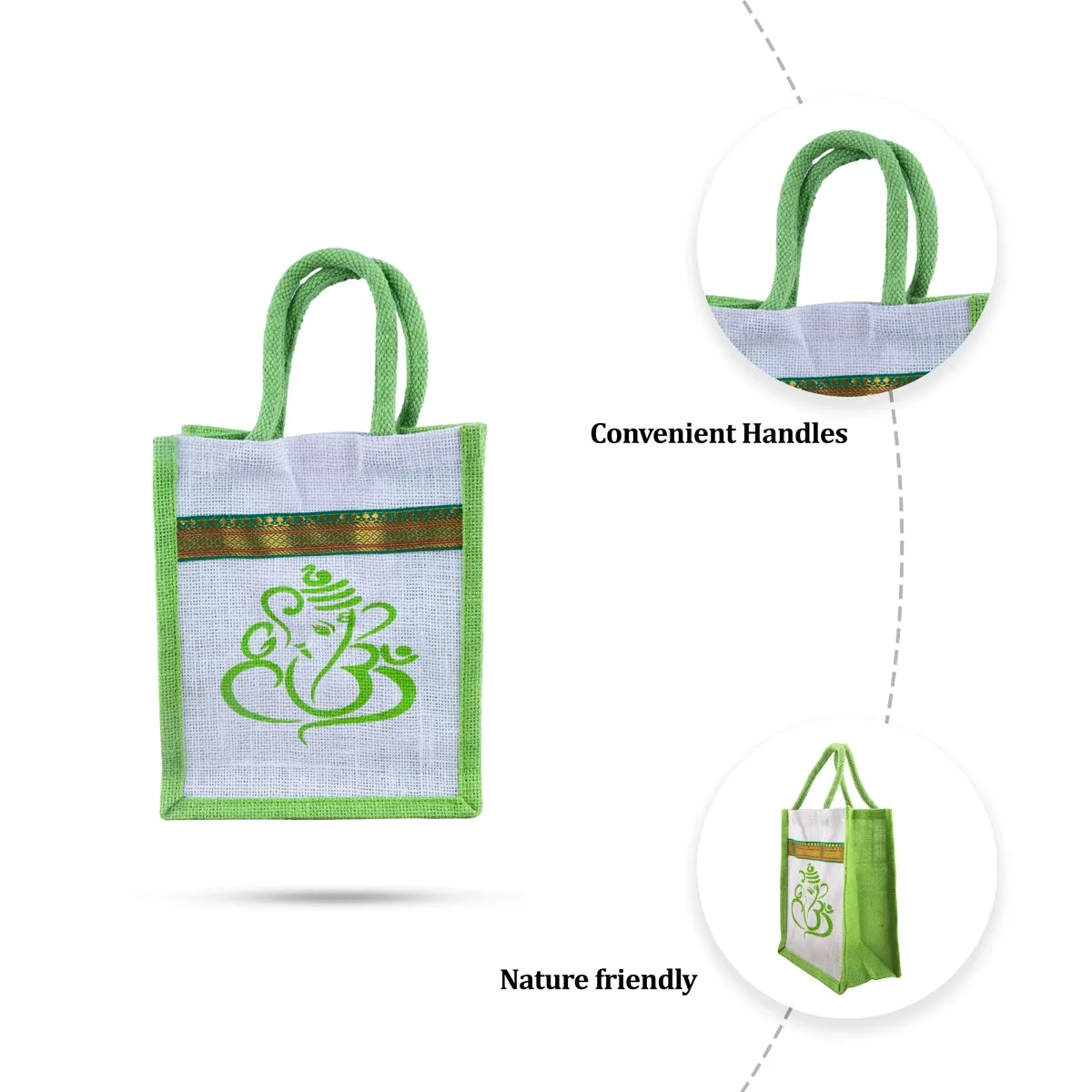 Jute Bag With Velcro - 10 x 7.5 Inches | Jute Shopping Bag/ Jute Tote Bag for Women/ 95 Gms/ Assorted Colour