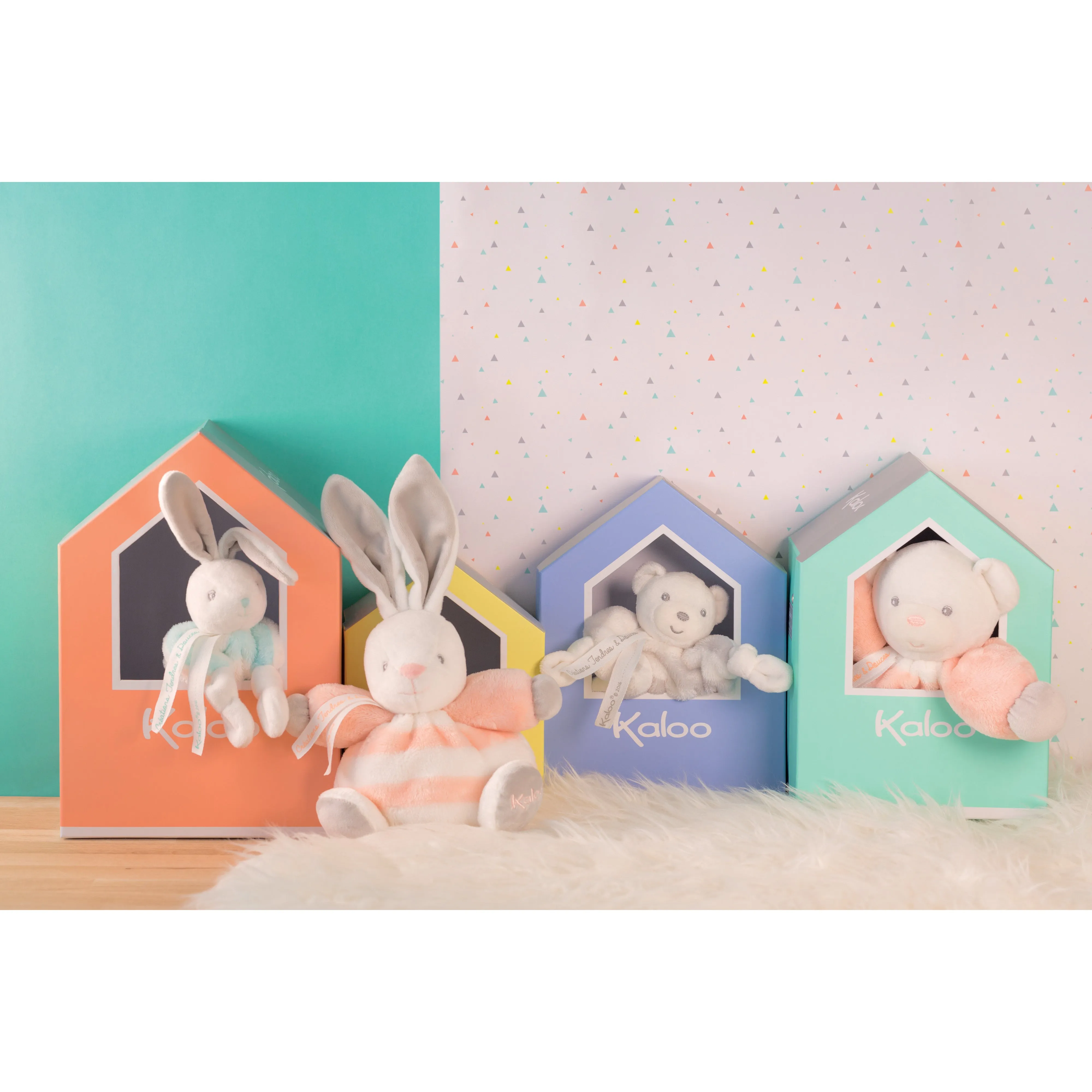 Kaloo Bebe Pastel Chubby Rabbit Grey and Cream Small