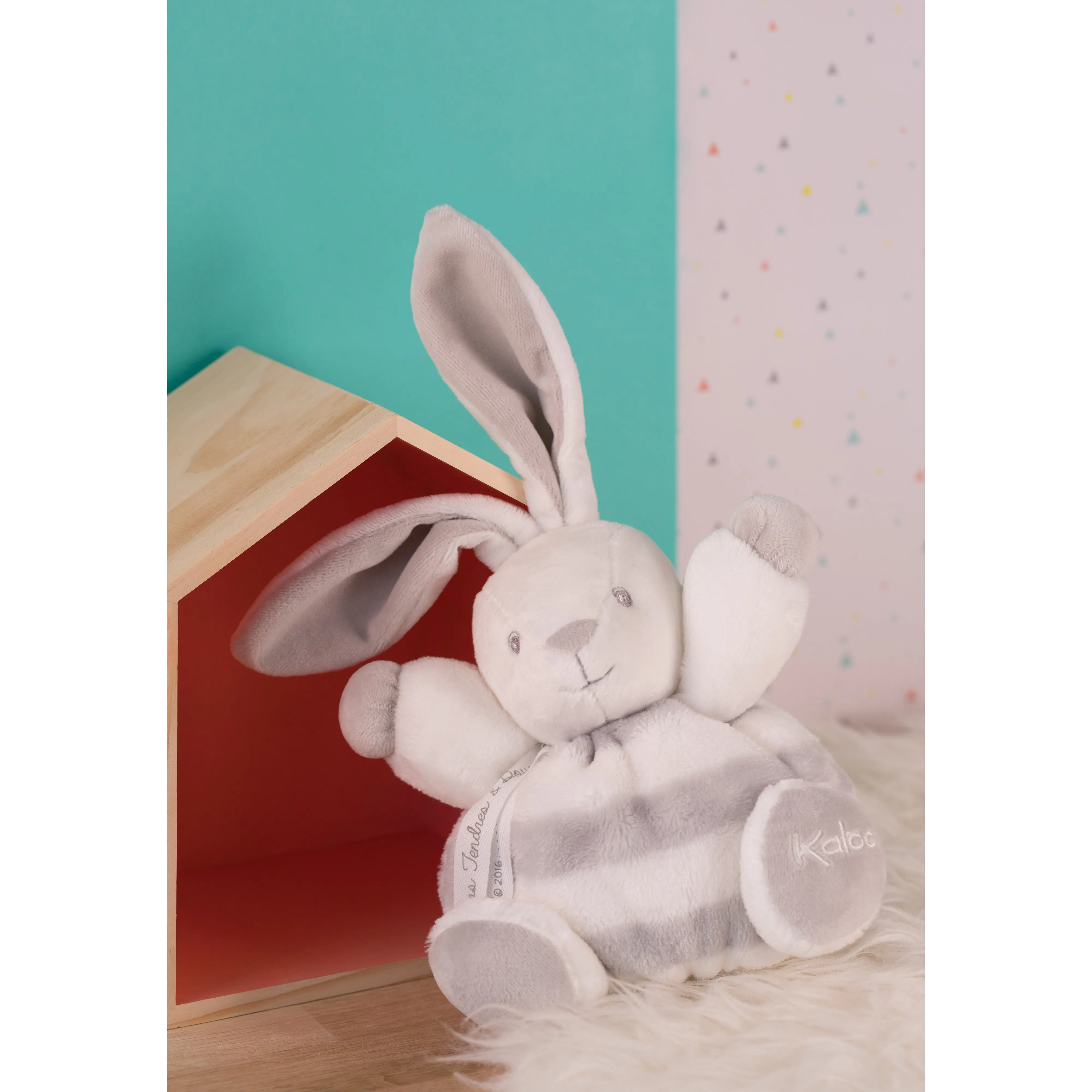 Kaloo Bebe Pastel Chubby Rabbit Grey and Cream Small
