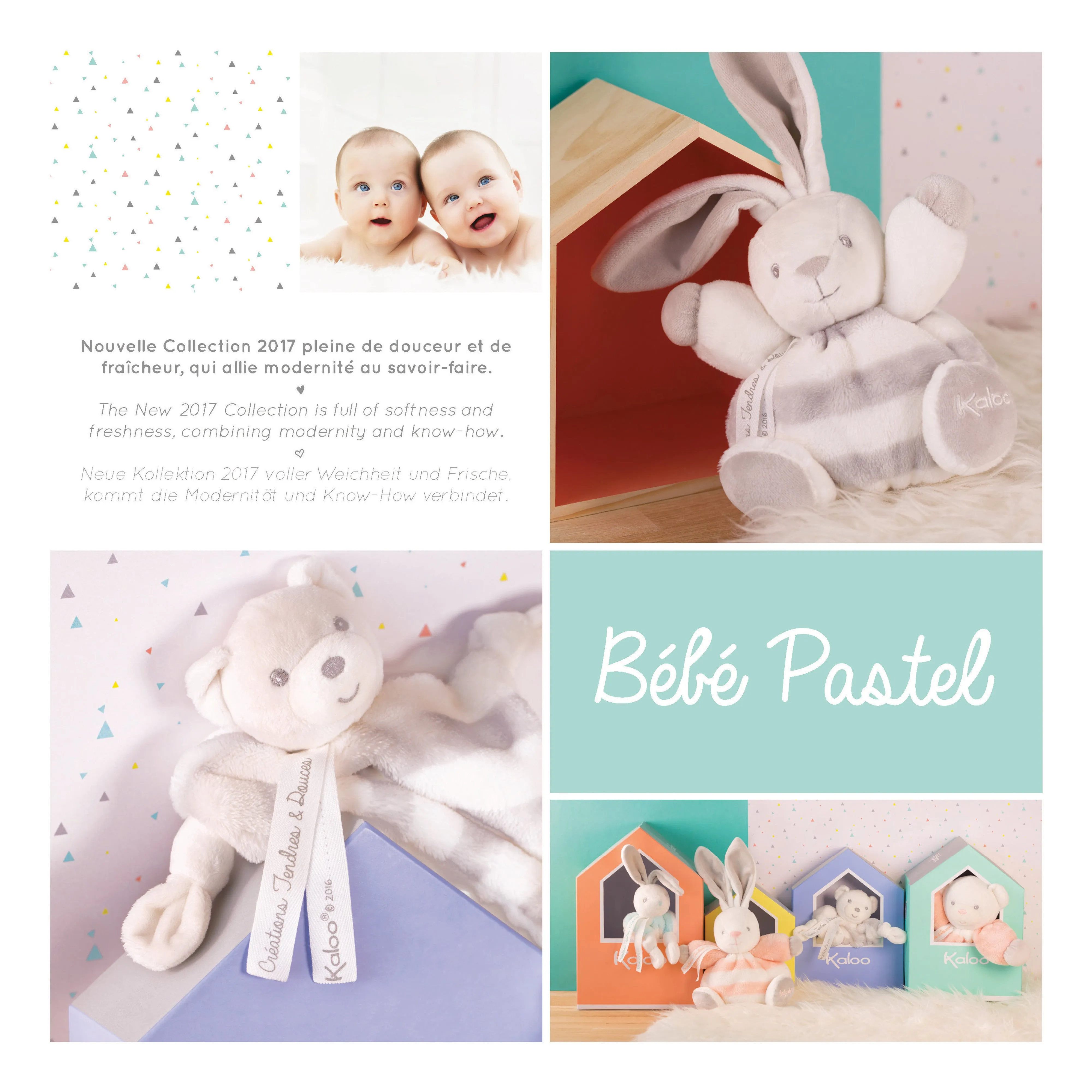 Kaloo Bebe Pastel Chubby Rabbit Grey and Cream Small