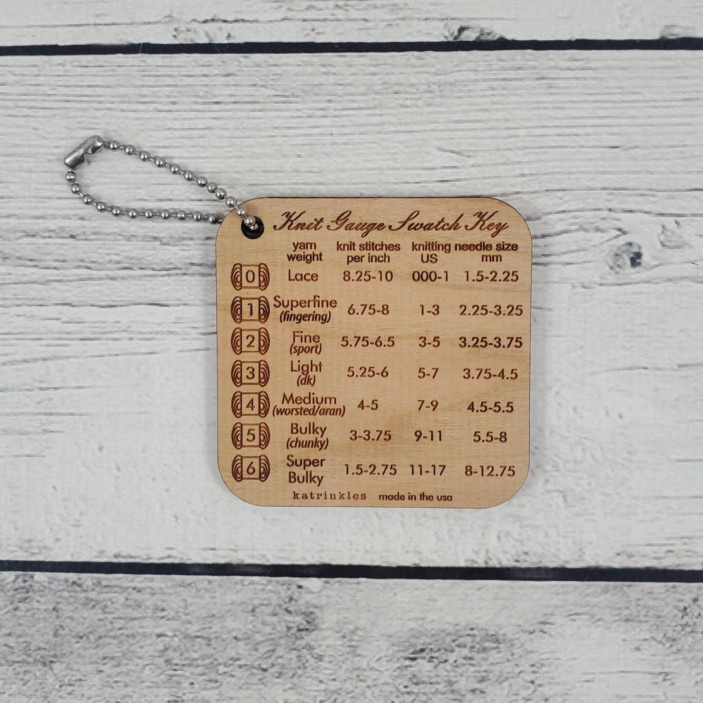 Katrinkles - Knit Gauge Swatch Key Mini Tool