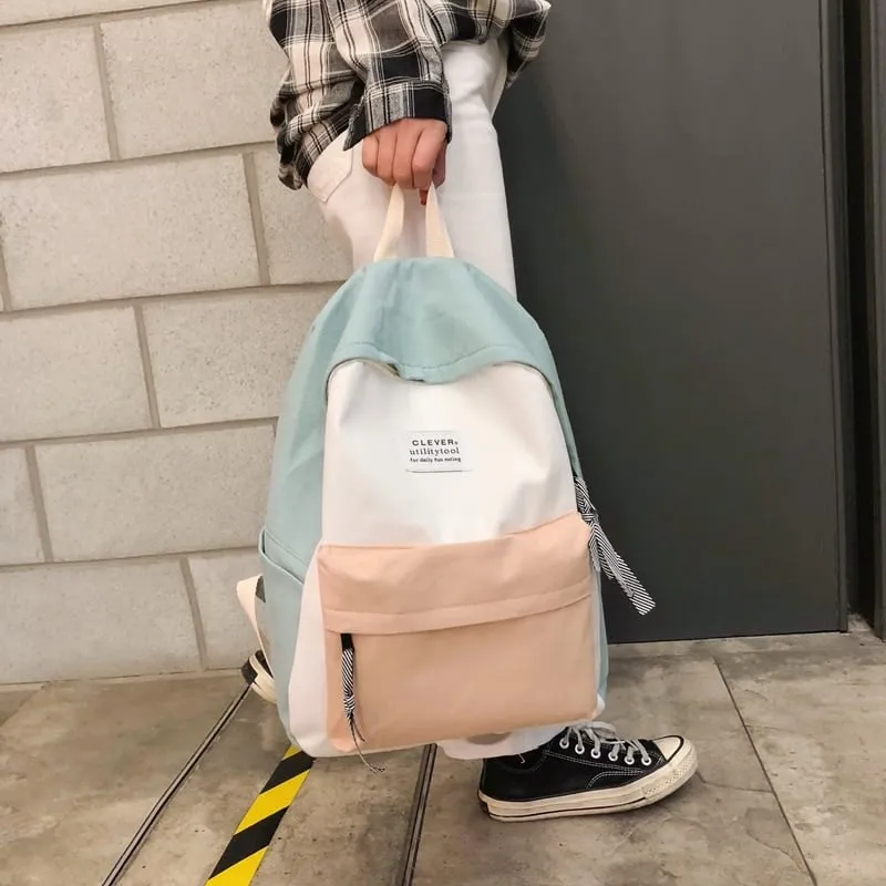 Kawaii Pastel Color Block Backpack