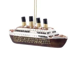 Kurt Adler Noble Gems Titanic Cruise Boat Glass Ornament, NB0671
