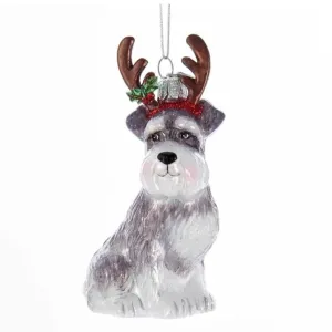 Kurt Adler Schnauzer with Antlers Glass Ornament
