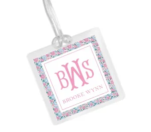Laminated Bag Tag - Pink Liberty Monogram