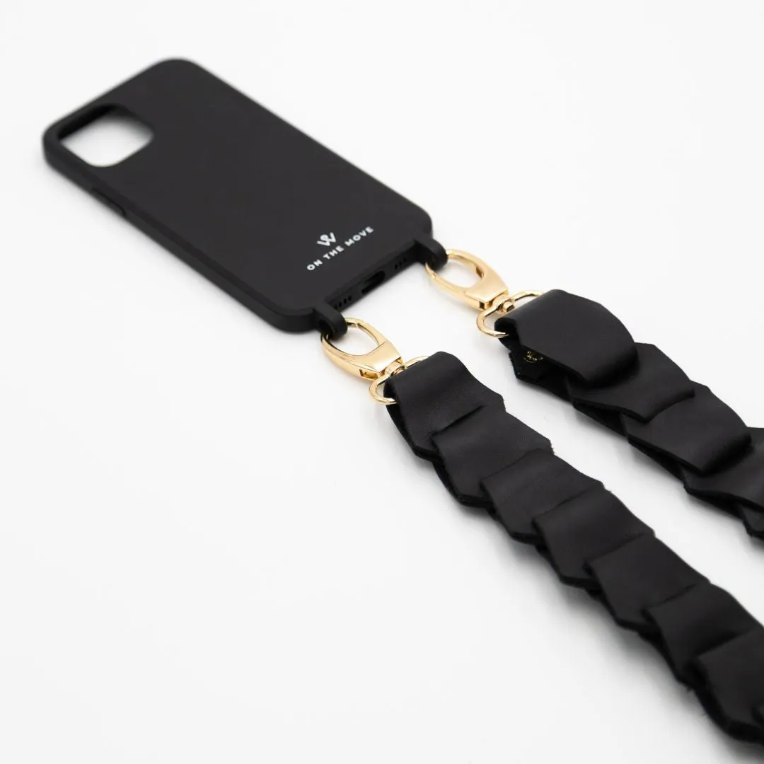 Leather Link strap - Black w Gold Fittings