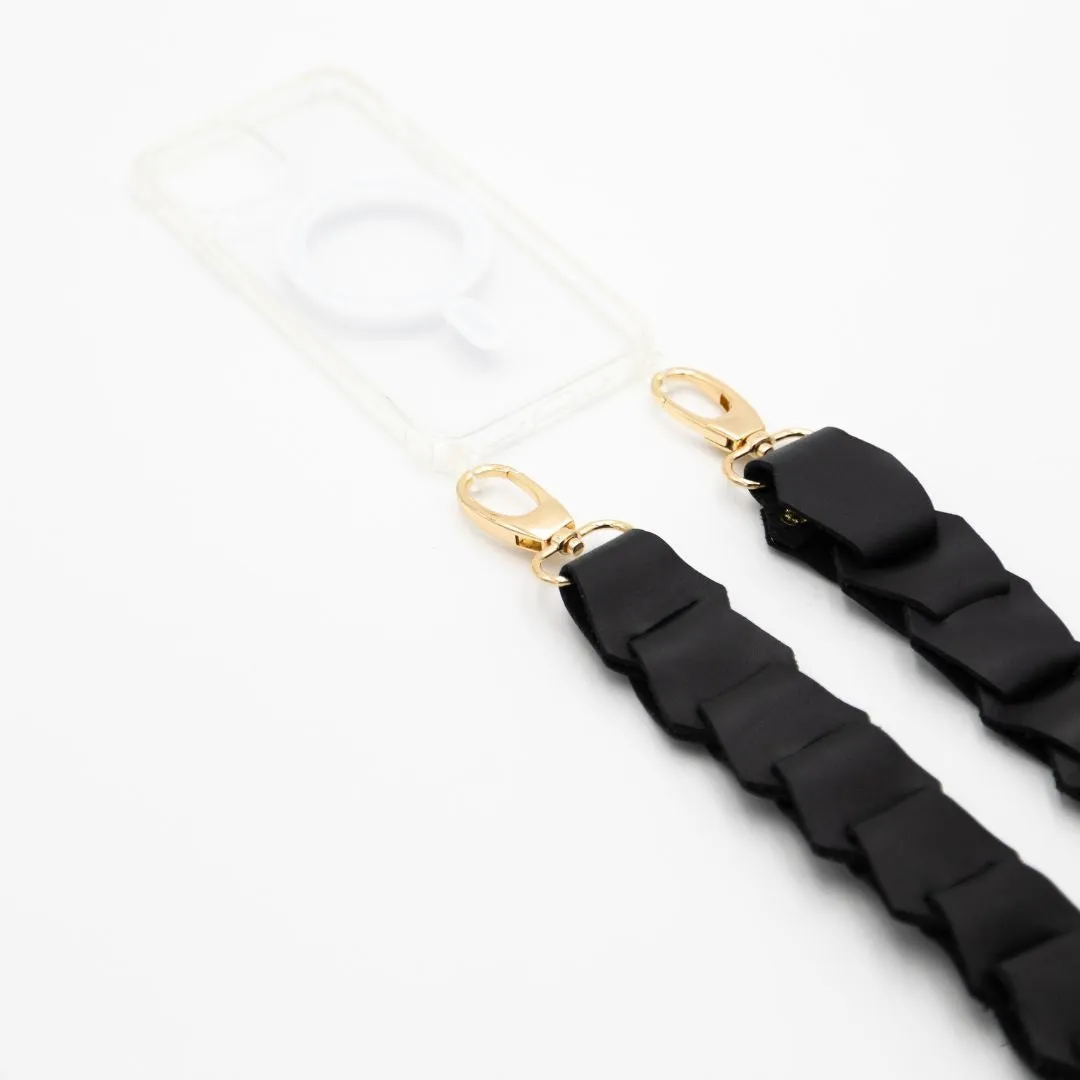 Leather Link strap - Black w Gold Fittings