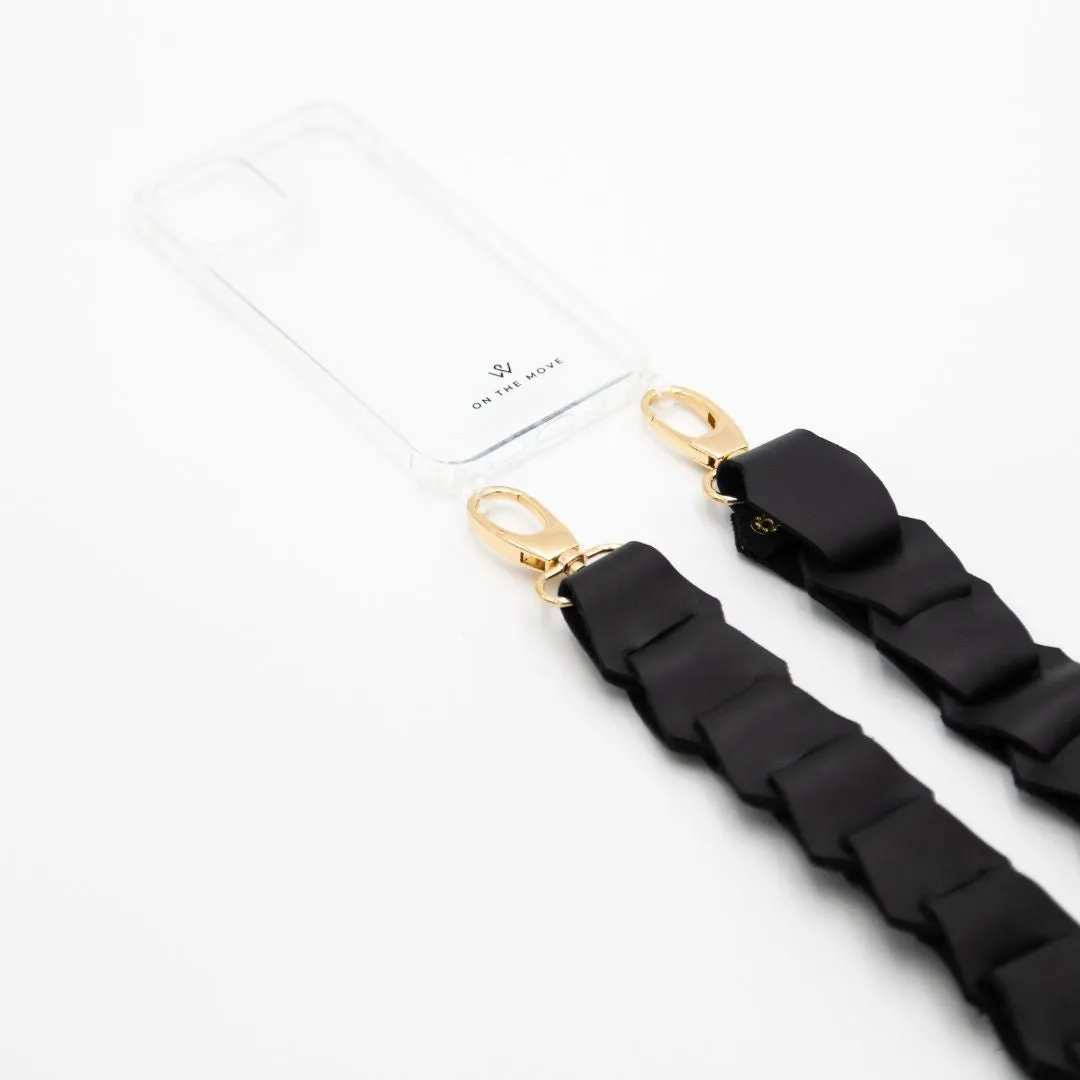 Leather Link strap - Black w Gold Fittings