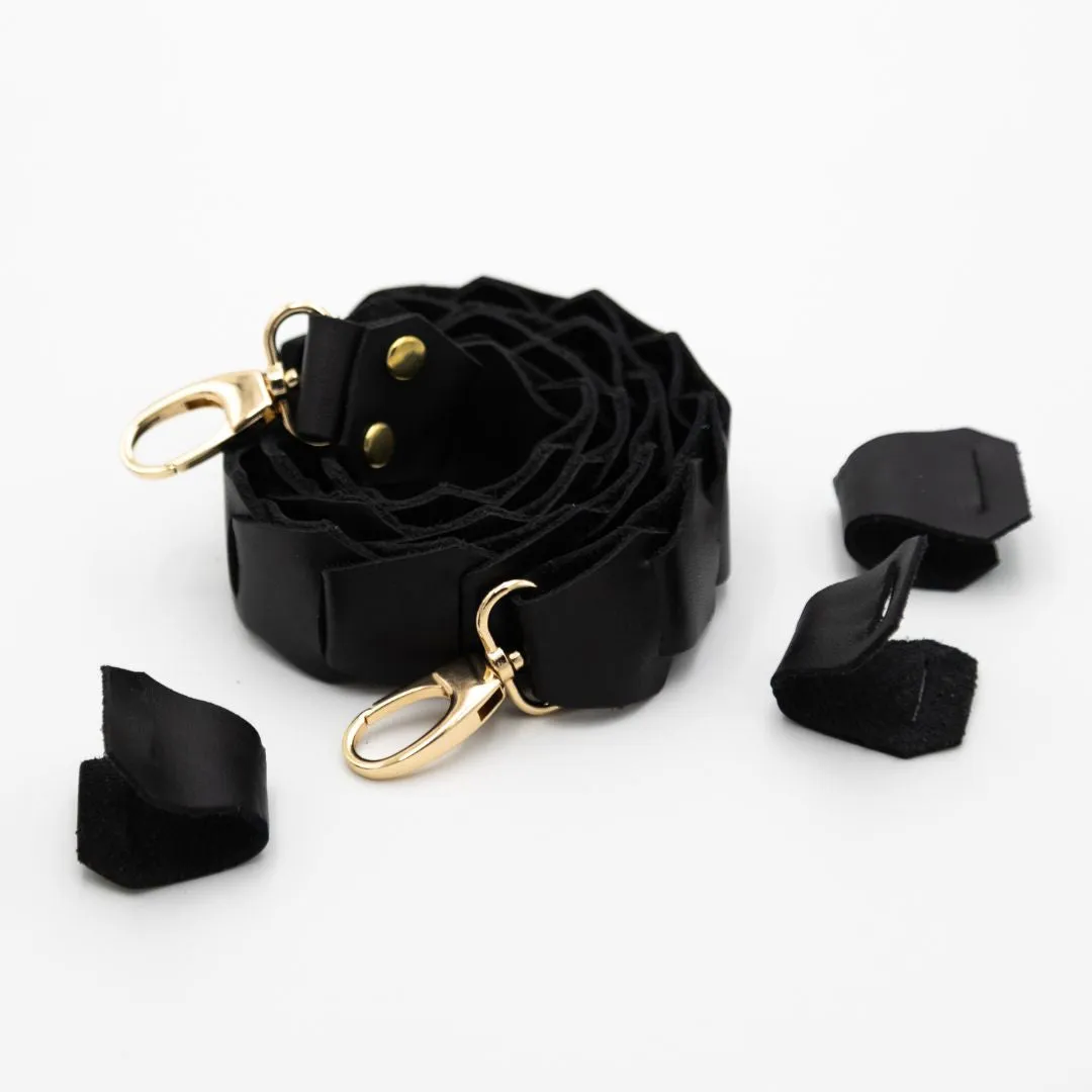 Leather Link strap - Black w Gold Fittings