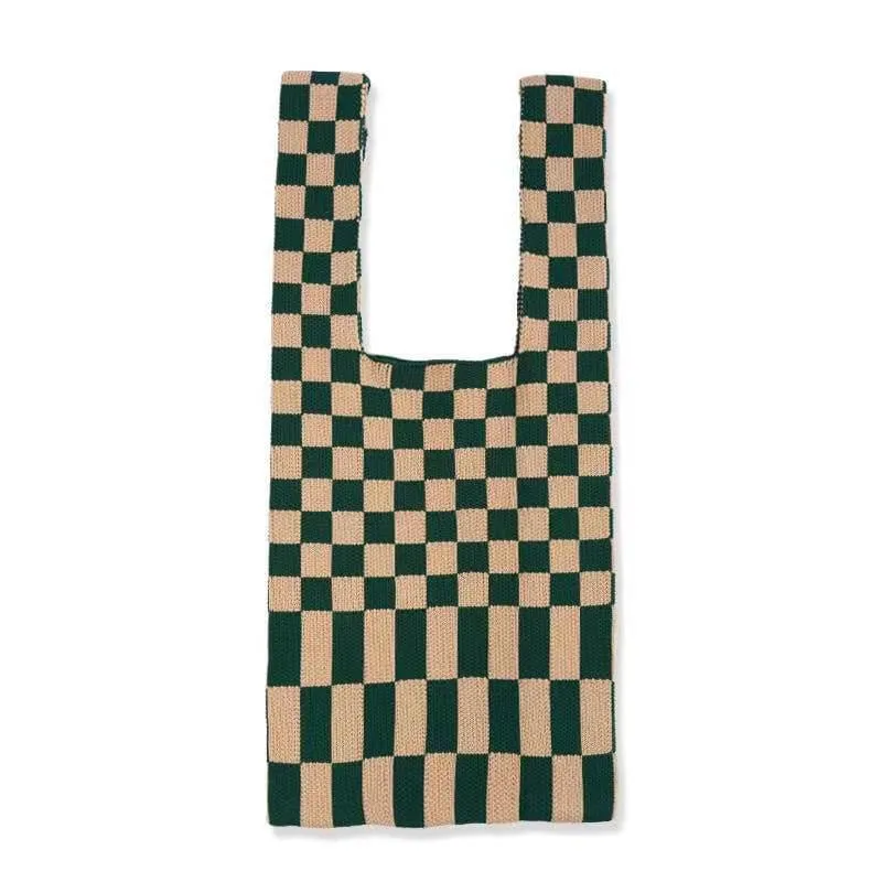Lemandik Checkerboard Knitted Handbag