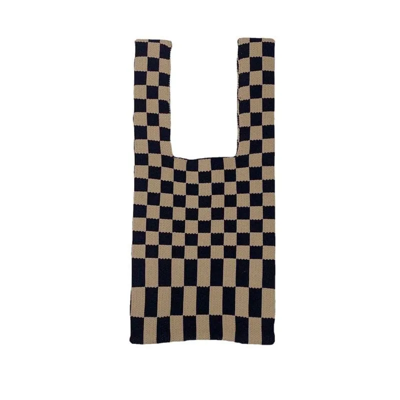 Lemandik Checkerboard Knitted Handbag