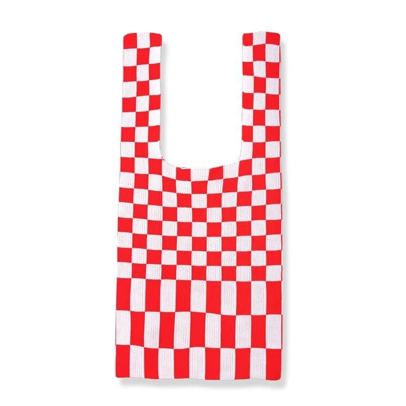 Lemandik Checkerboard Knitted Handbag
