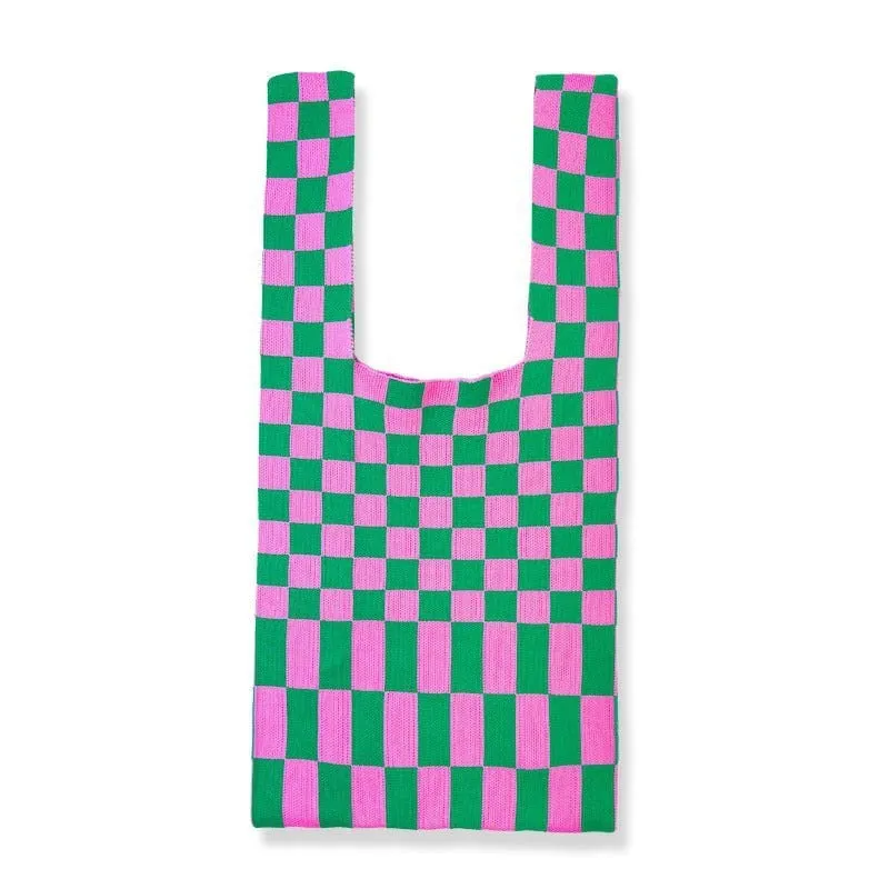 Lemandik Checkerboard Knitted Handbag