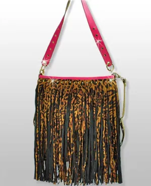 Leopard Frayed Handbag