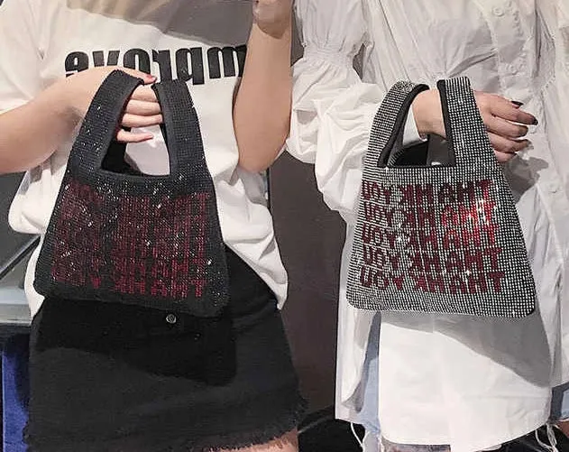 Luxury rhinestone crystal thank you handbag