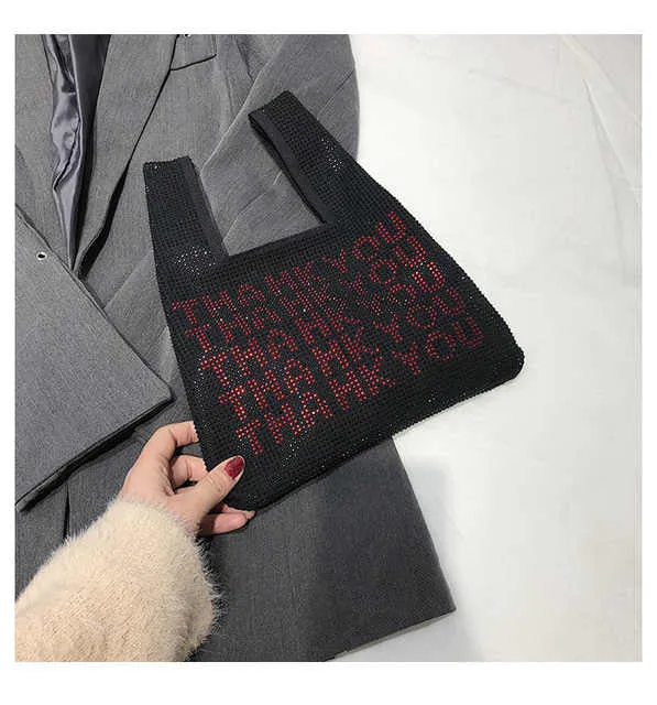 Luxury rhinestone crystal thank you handbag