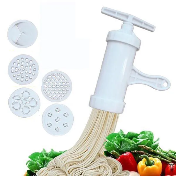 Manual Noodle Pasta Maker Machine With 5 Pressing Molds Making Spaghetti Kitchen Cooking Tools
