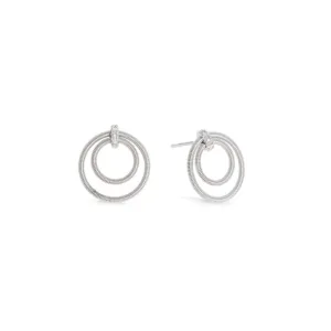 Marco Bicego Bi49 Collection 18K White Gold and Diamond Small Double Circle Stud Earrings