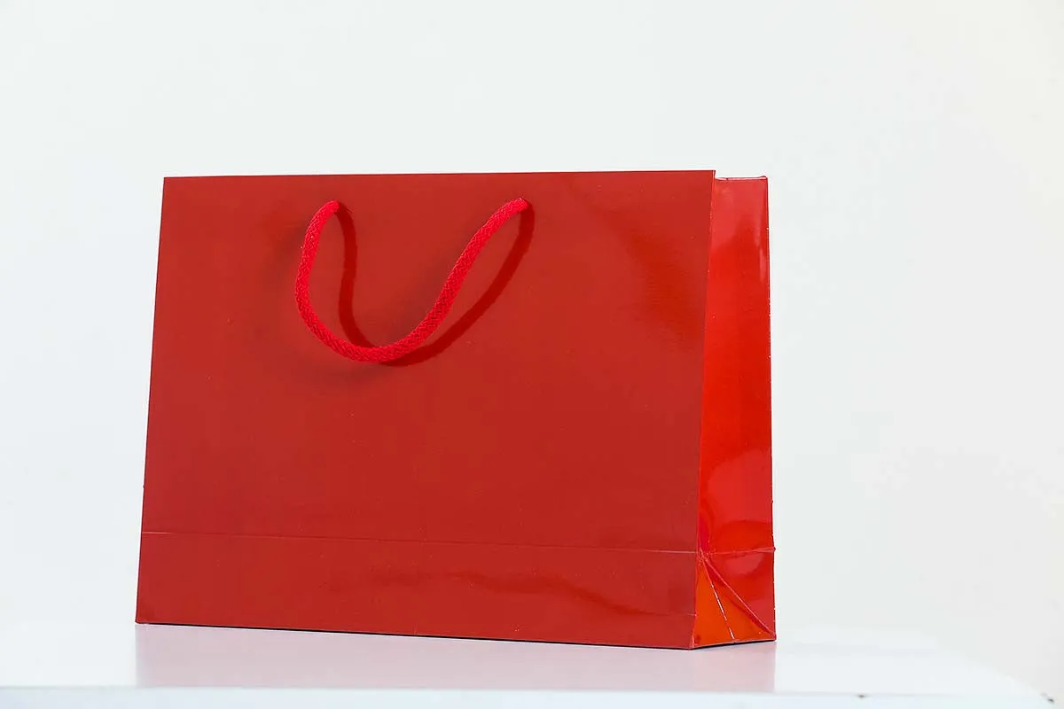 Medium Red Glossy Laminated Uk Carrier Bags