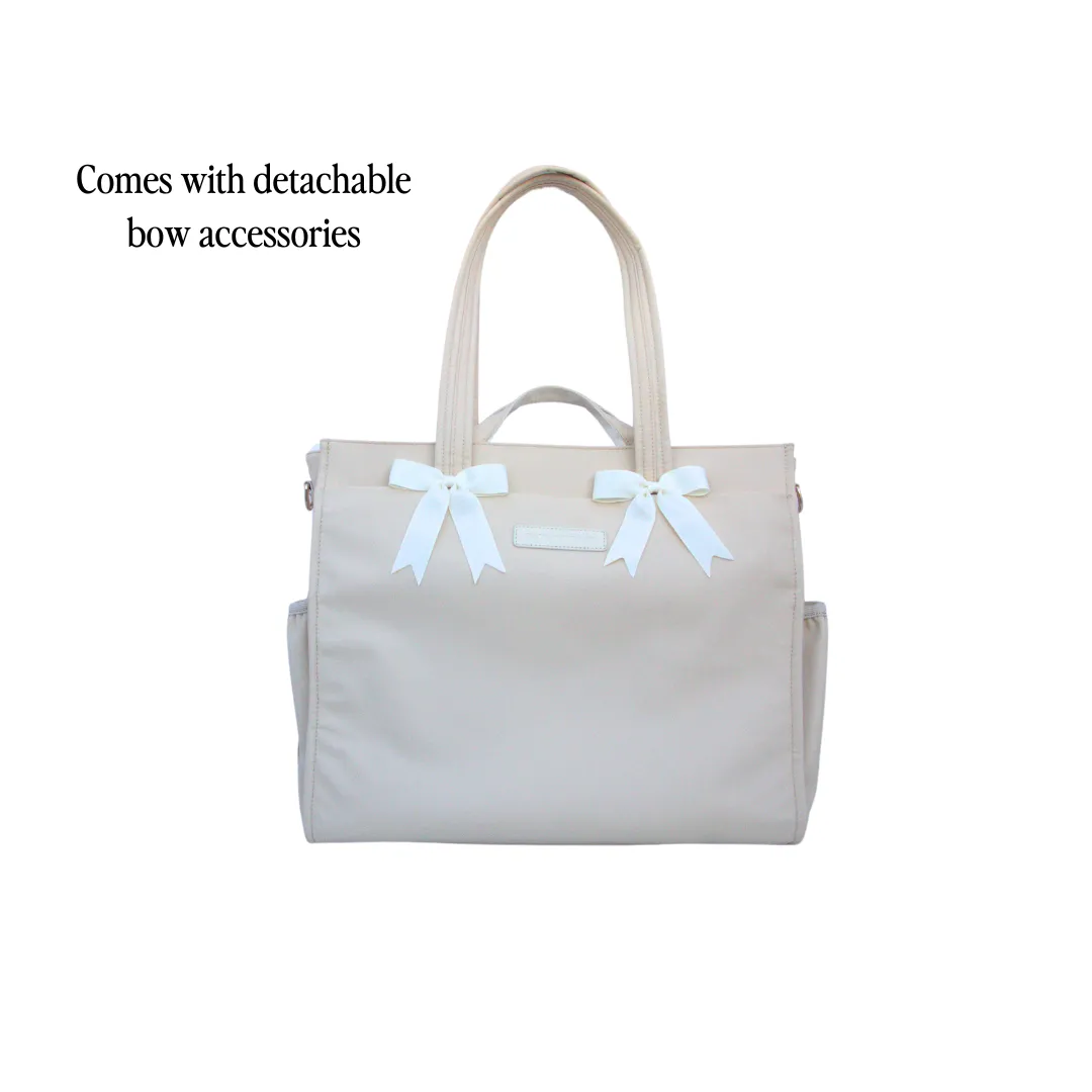 Megan Nylon Tote — Beige (Pre-Order: Ships 2/7)