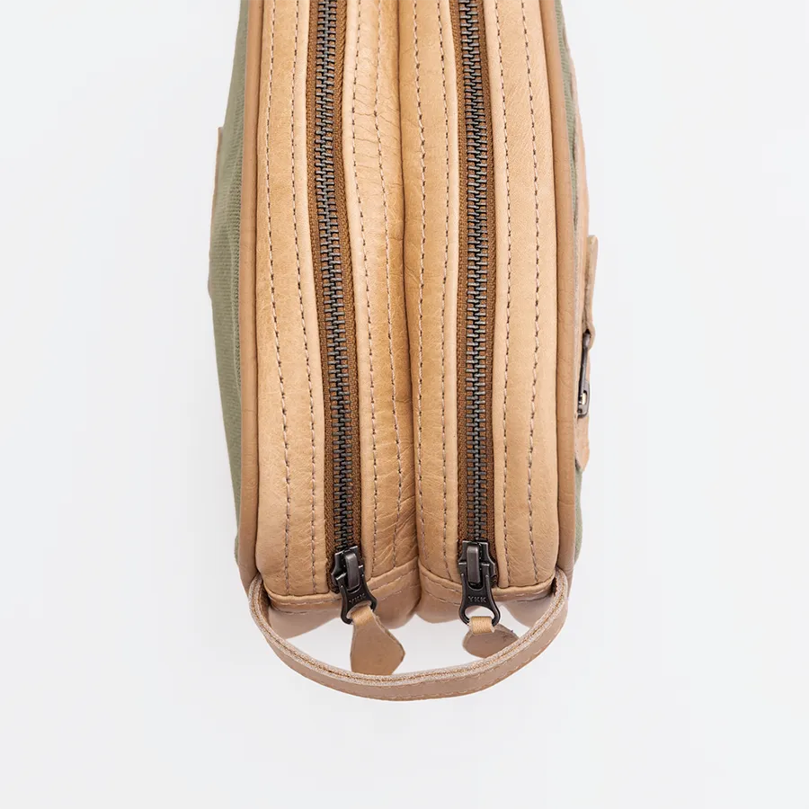 Men's Double Zip Vanity Wax Canvas & Leather