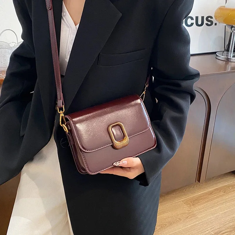 Mini PU Leather Flap Crossbody Bag