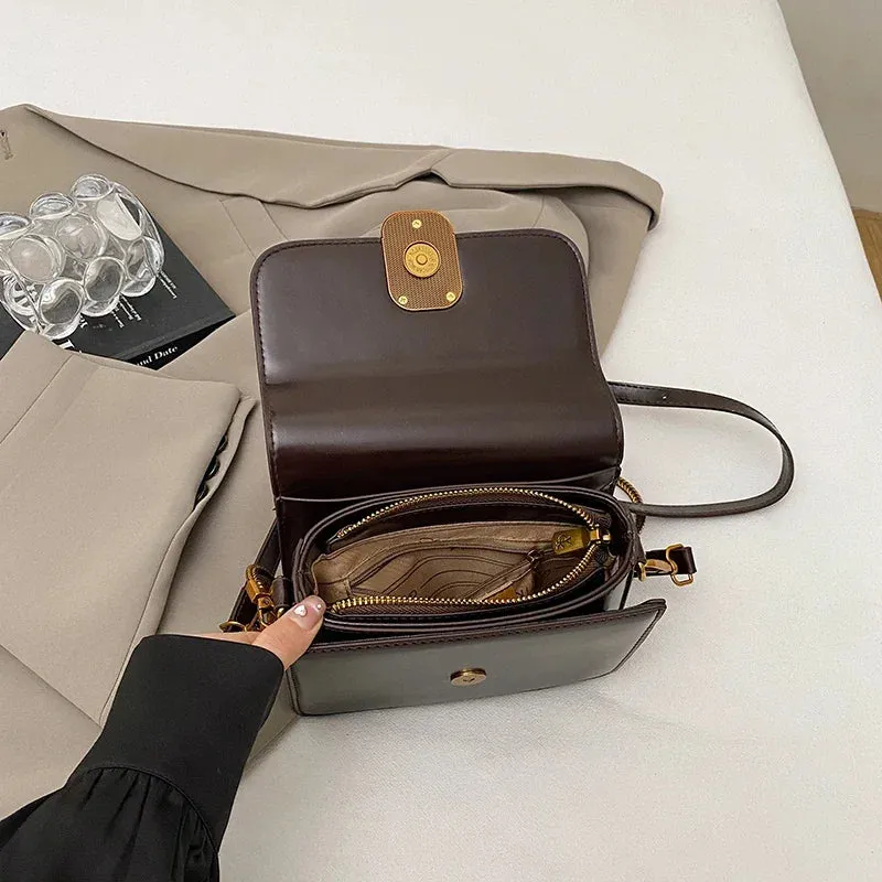Mini PU Leather Flap Crossbody Bag