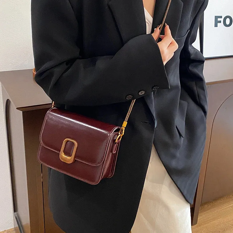 Mini PU Leather Flap Crossbody Bag
