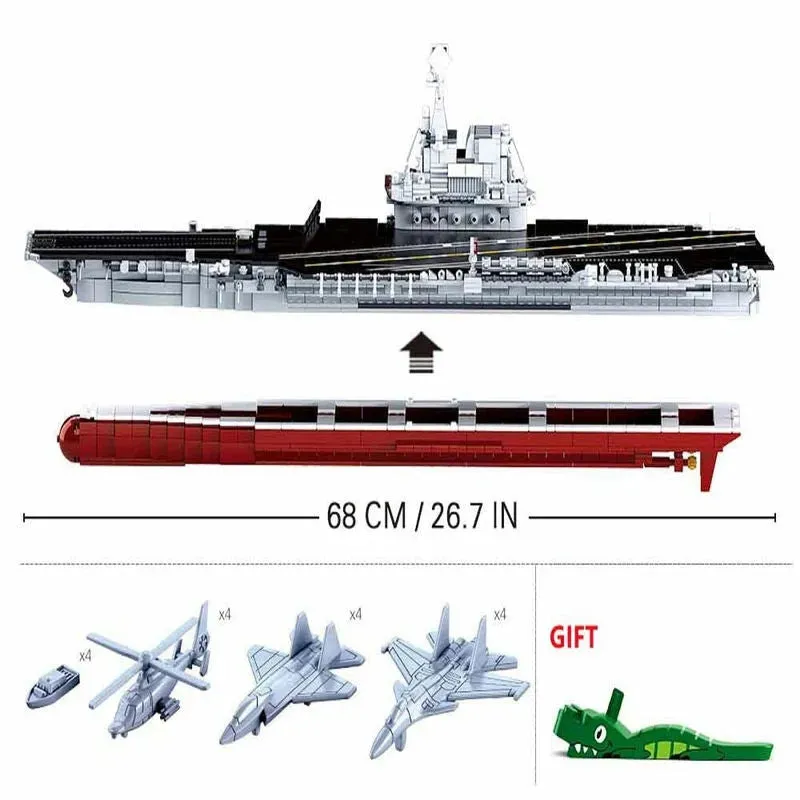 MOC Military Navy 002 Aircraft Carrier Bricks Toys