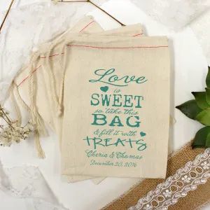 Muslin Bag Love is Sweet "Cheria & Thomas" - Set of 25
