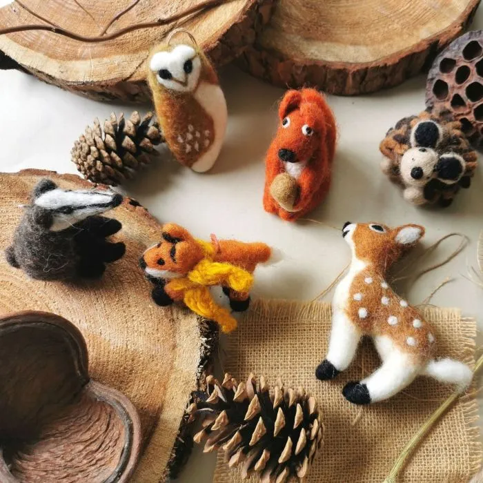 Natural Felt Decoration | Squirrel   Acorn