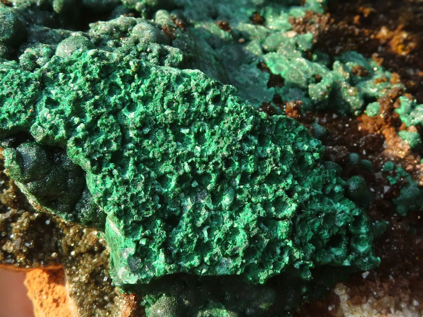 Natural Rare Ball Malachite On Drusy Quartz & Dolomite Specimen x 1 From Kambove, Congo