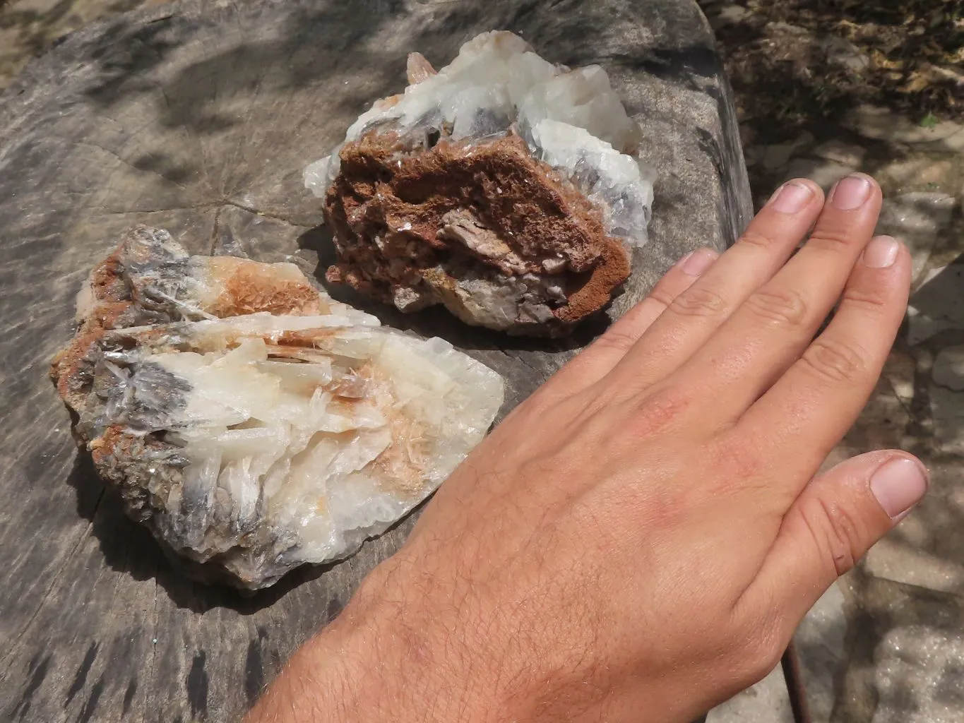 Natural Rare Bladed Barite Specimens x 2 From Congo