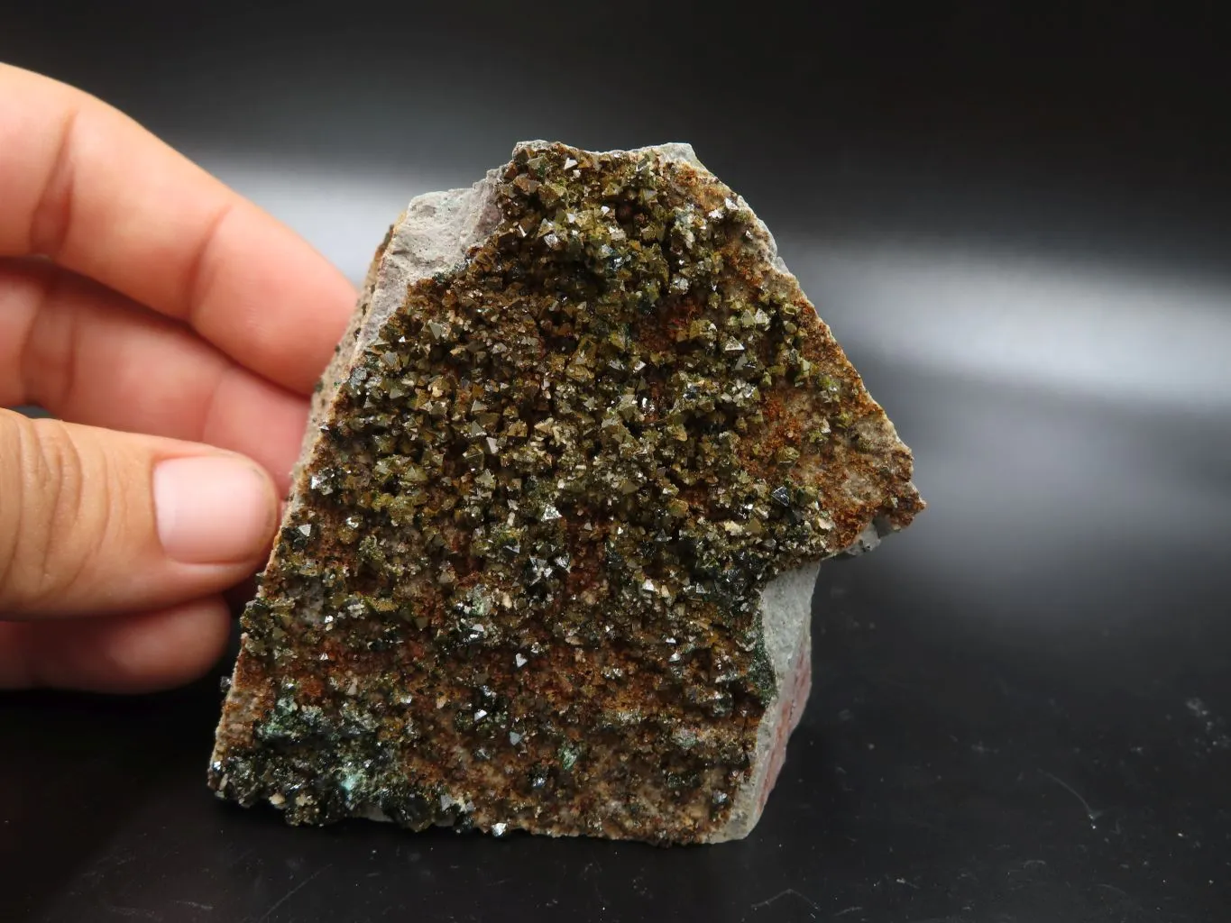 Natural Rare Copper Phosphate Libethenite On Dolomite Clusters x 3 From Shituru, Congo