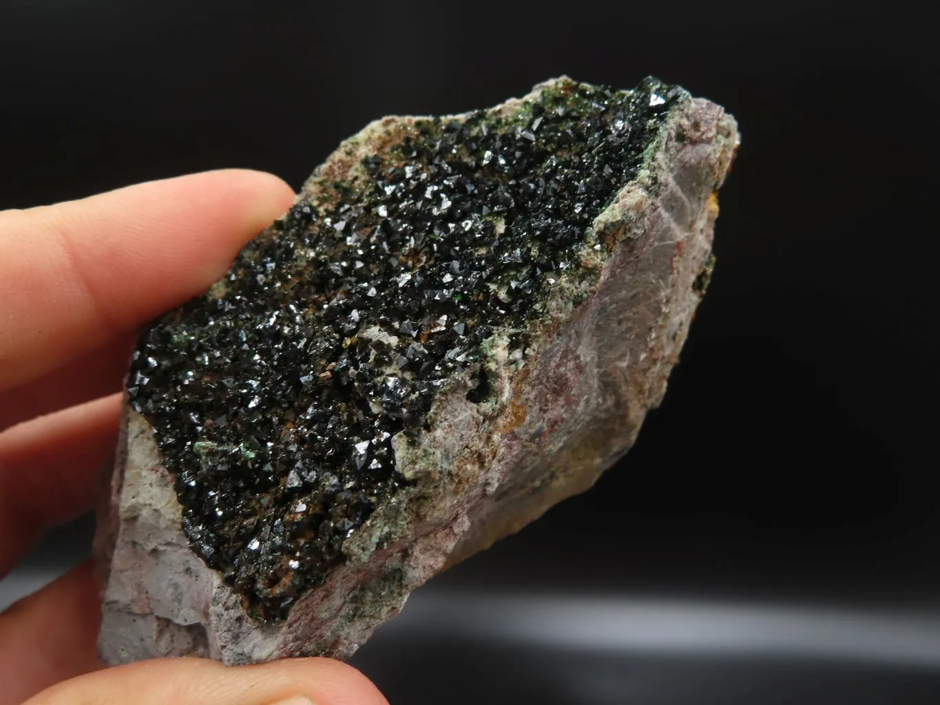 Natural Rare Copper Phosphate Libethenite On Dolomite Clusters x 3 From Shituru, Congo