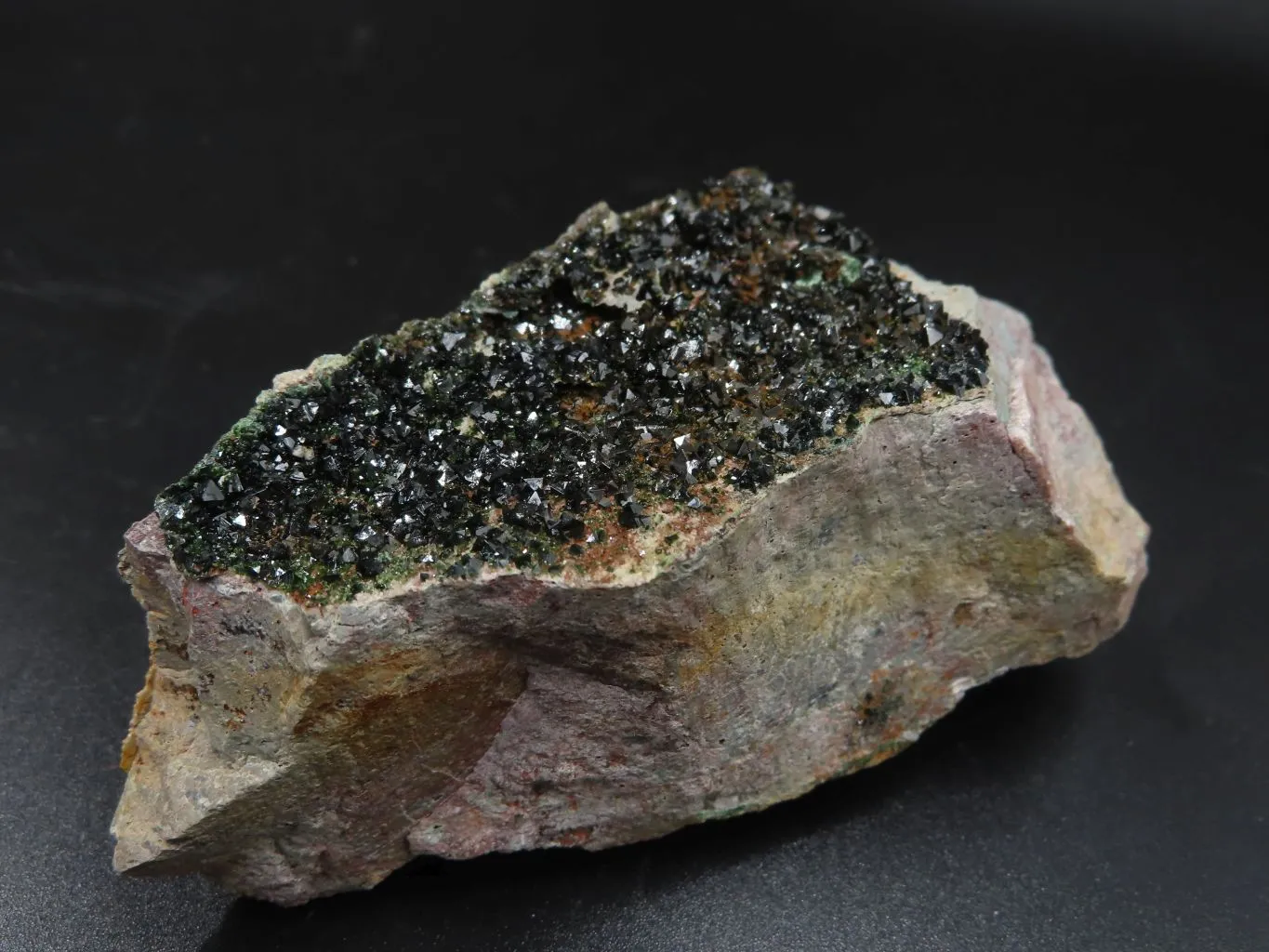 Natural Rare Copper Phosphate Libethenite On Dolomite Clusters x 3 From Shituru, Congo