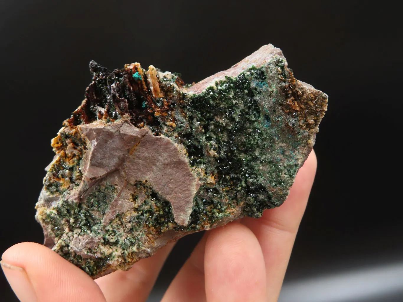 Natural Rare Copper Phosphate Libethenite On Dolomite Clusters x 3 From Shituru, Congo