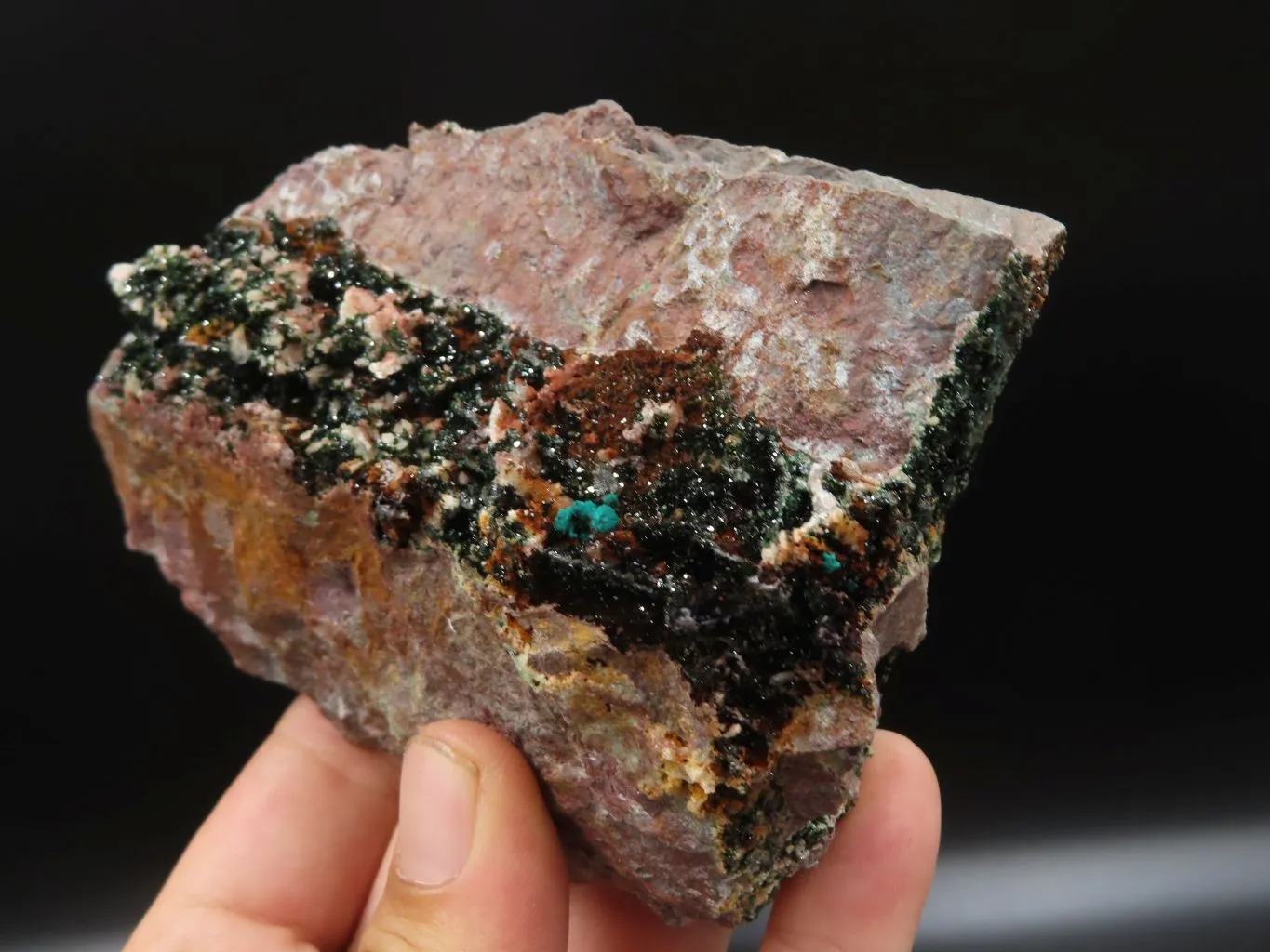Natural Rare Copper Phosphate Libethenite On Dolomite Clusters x 3 From Shituru, Congo