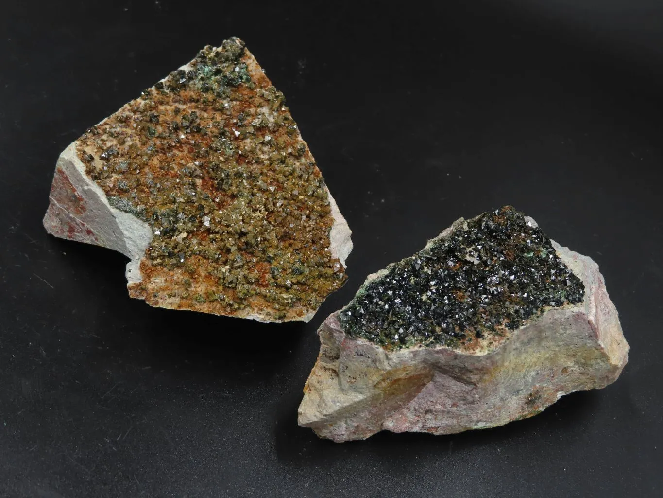 Natural Rare Copper Phosphate Libethenite On Dolomite Clusters x 3 From Shituru, Congo
