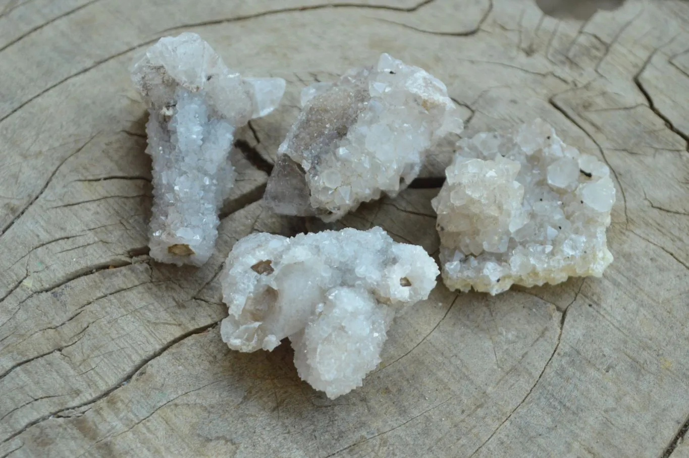 Natural Rare Hollow "Snow" Quartz Specimens (Some With Dog Tooth Calcite Crystals) x 24 From Albert's Mountain, Lesotho