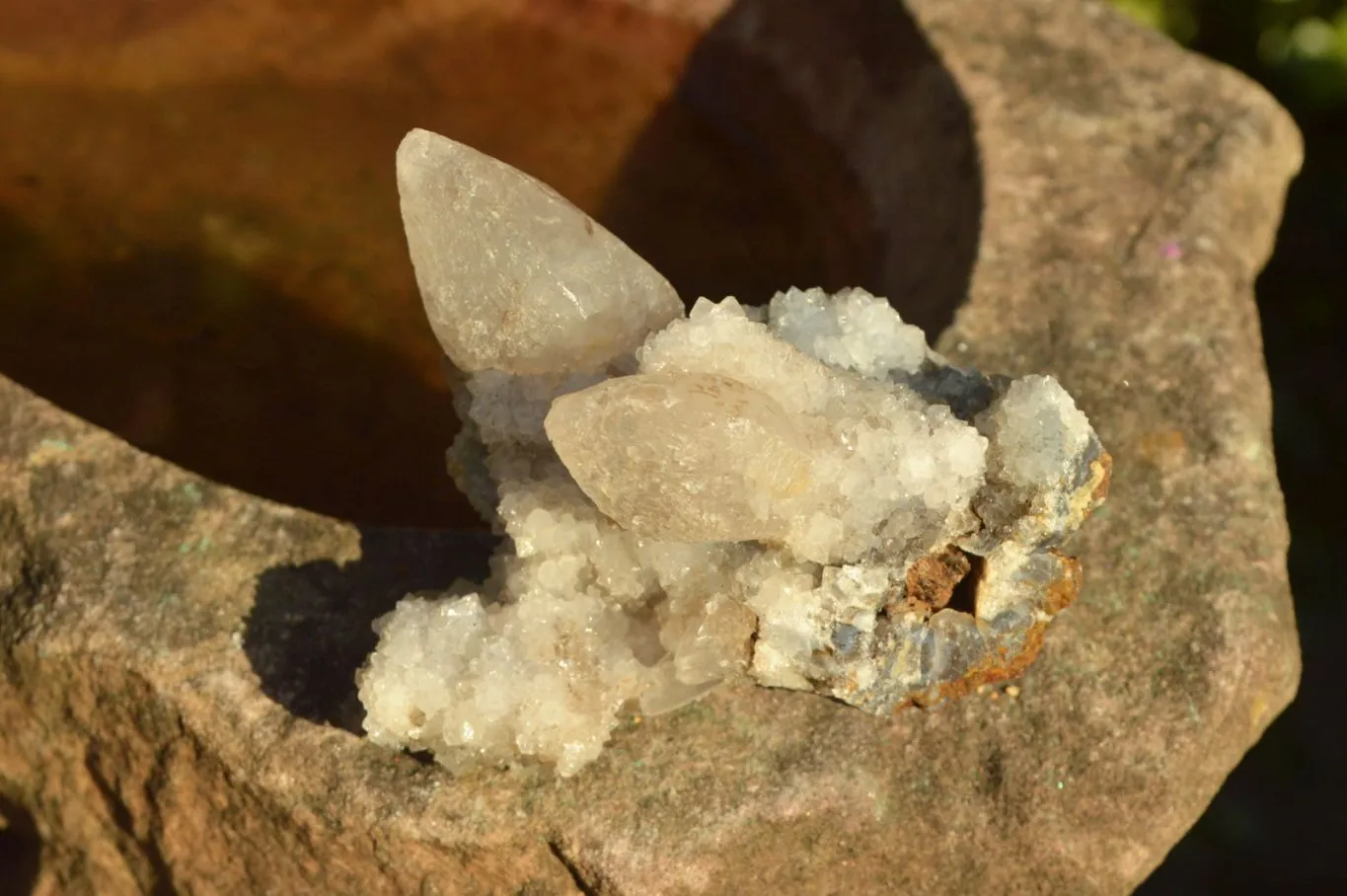 Natural Rare Hollow "Snow" Quartz Specimens (Some With Dog Tooth Calcite Crystals) x 24 From Albert's Mountain, Lesotho