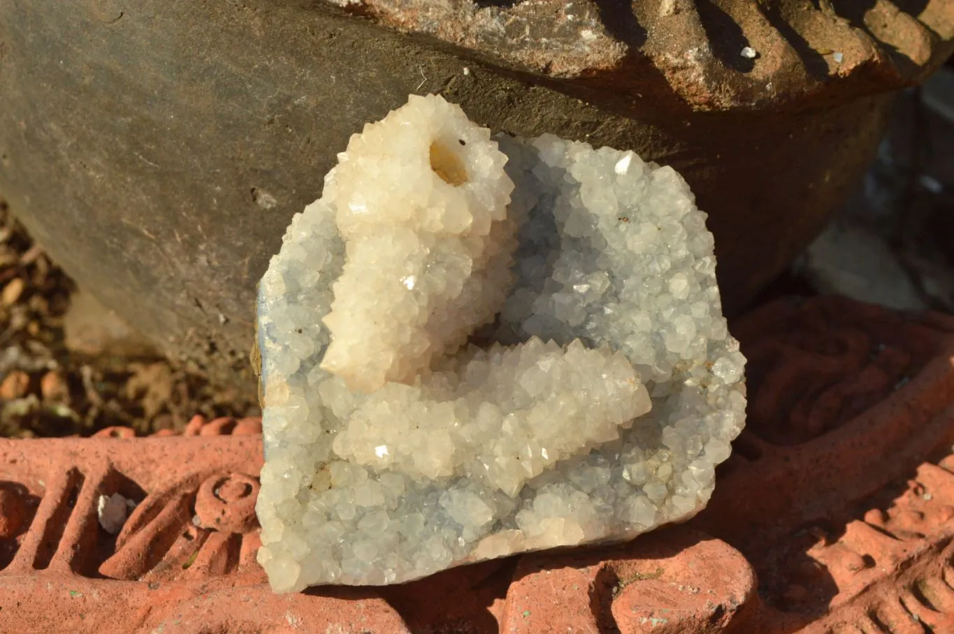 Natural Rare Hollow "Snow" Quartz Specimens (Some With Dog Tooth Calcite Crystals) x 24 From Albert's Mountain, Lesotho