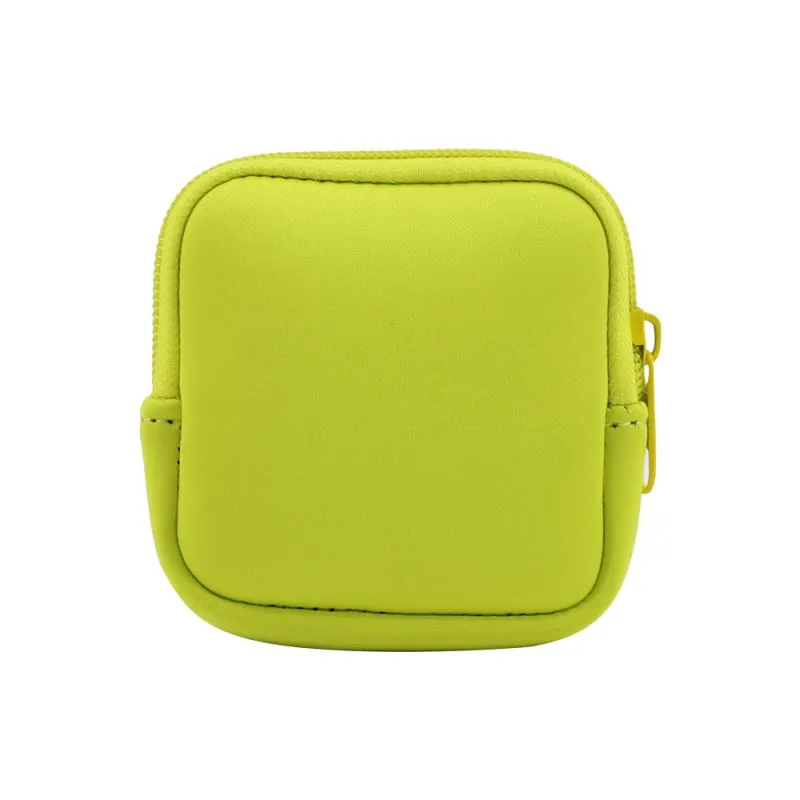 Neoprene Earphone Bag Square - Neon Green