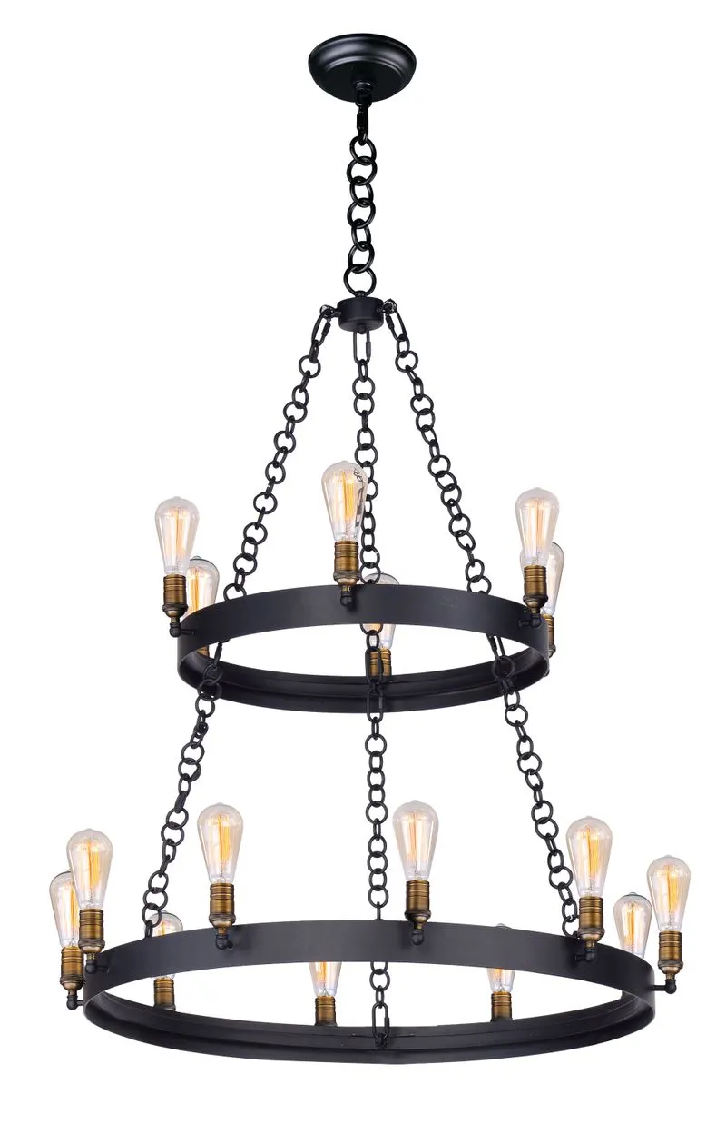 Noble 45.5" Chandelier with 16 Light bulbs included - Black / Natural Aged Brass