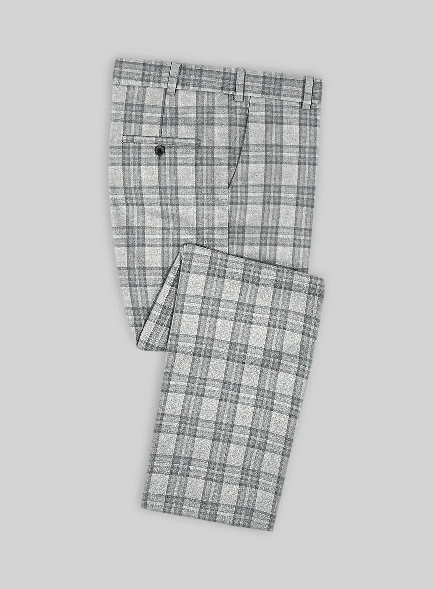 Noble Gray Check Wool Silk Linen Suit
