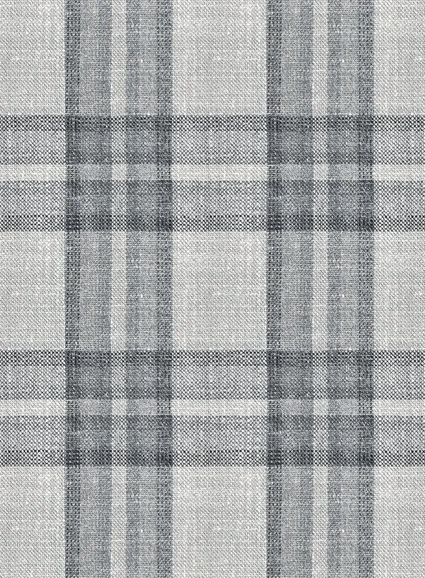 Noble Gray Check Wool Silk Linen Suit