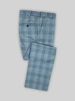 Noble Manuelita Blue Wool Silk Linen Pants