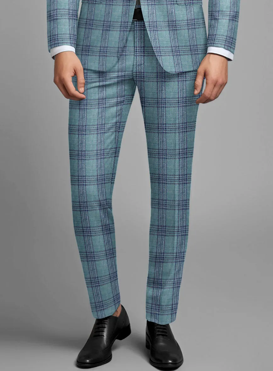 Noble Manuelita Blue Wool Silk Linen Pants