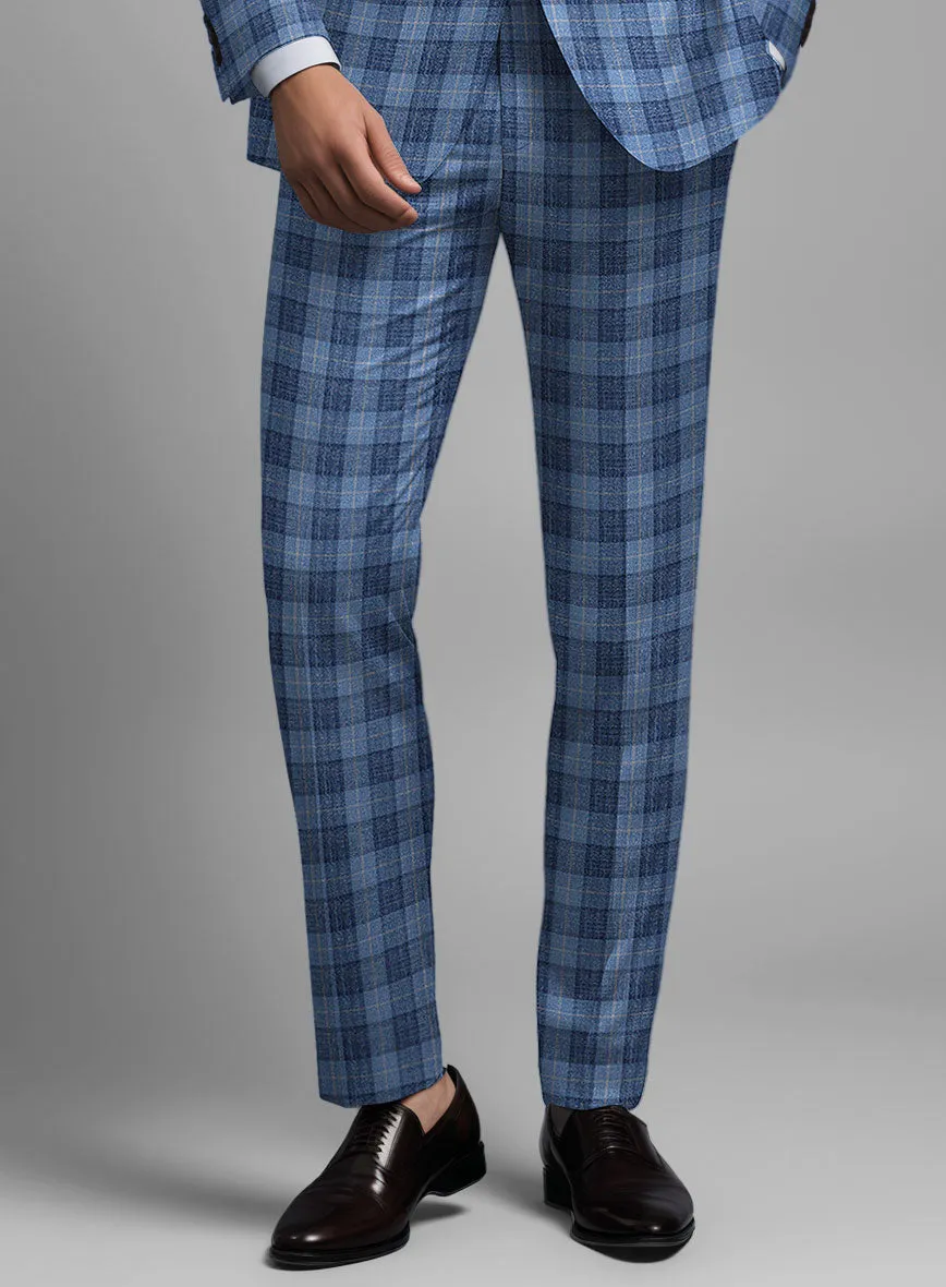 Noble Pilar Blue Wool Silk Linen Pants